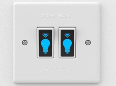 Smart switch on a white wall