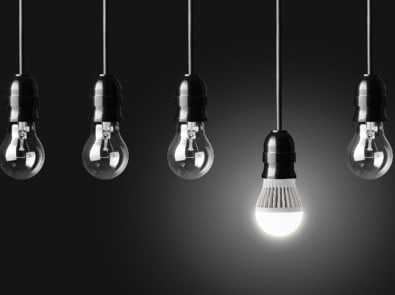 LED lighting installed by electrical contractor hanging from the ceiling
