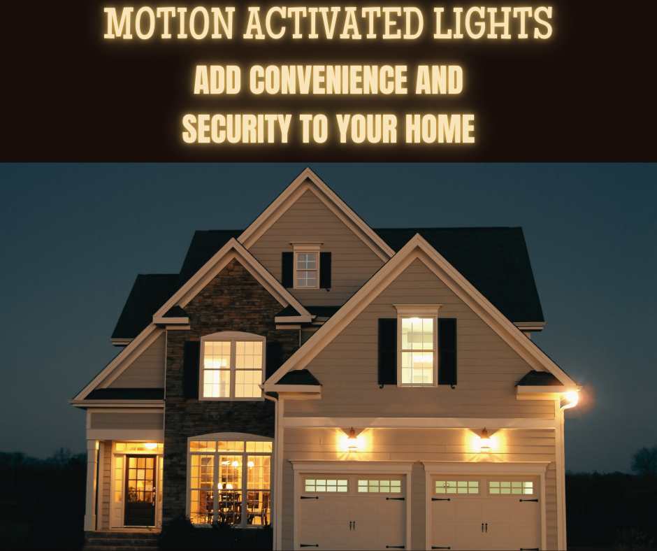 A house at night with motion activated lights on