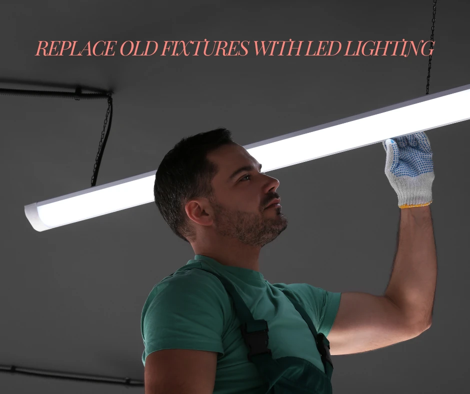 An electrician install an LED light