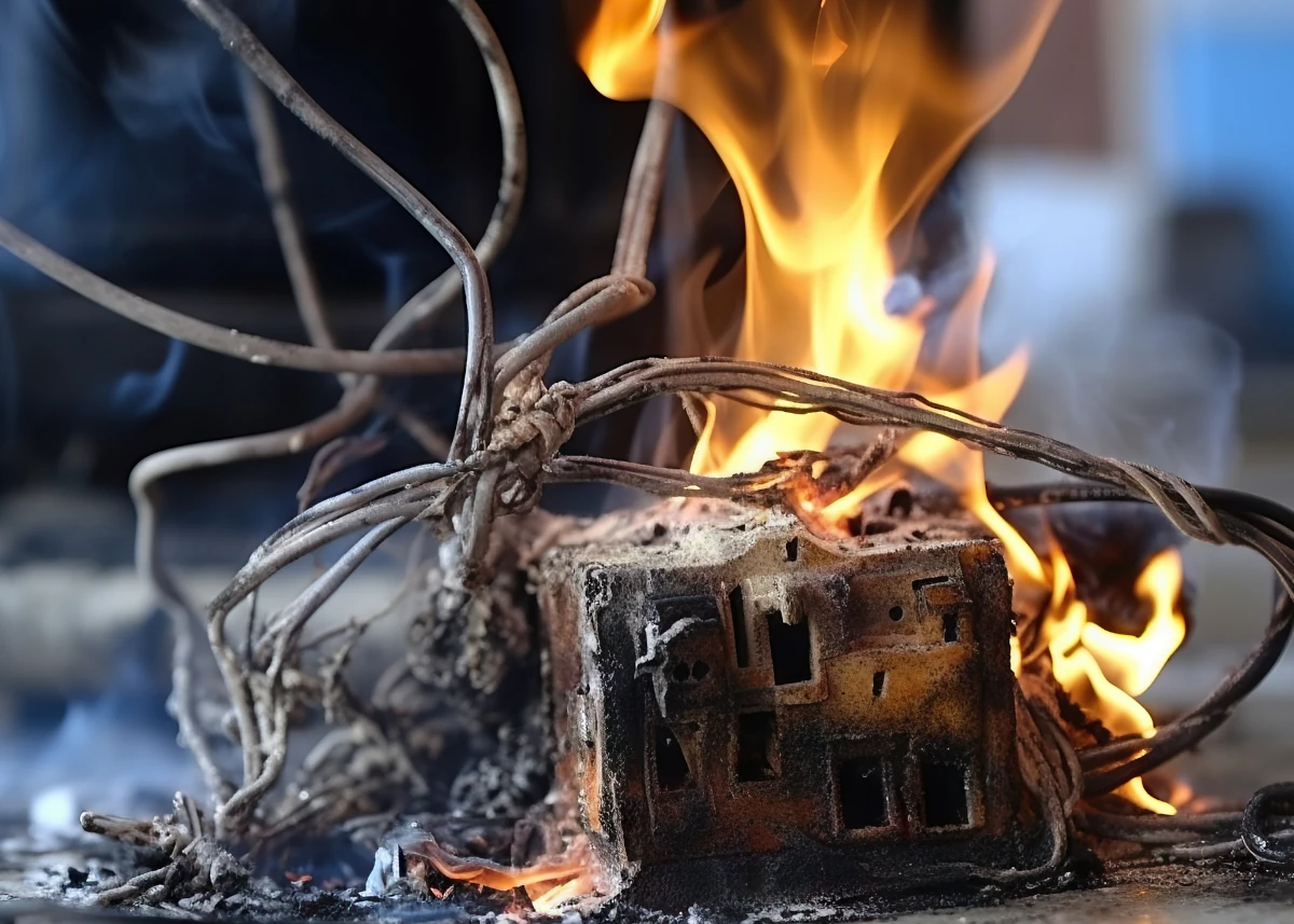 An outlet on fire
